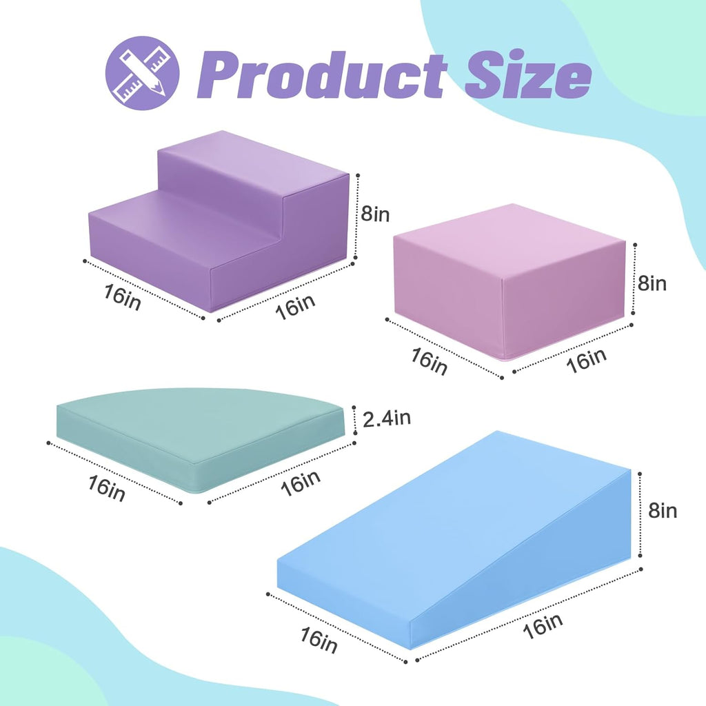 6-Piece Foam Climbing Blocks for Toddlers: Colorful Climbing Gym PU Leather Baby Foam Building Blocks Indoor Toy