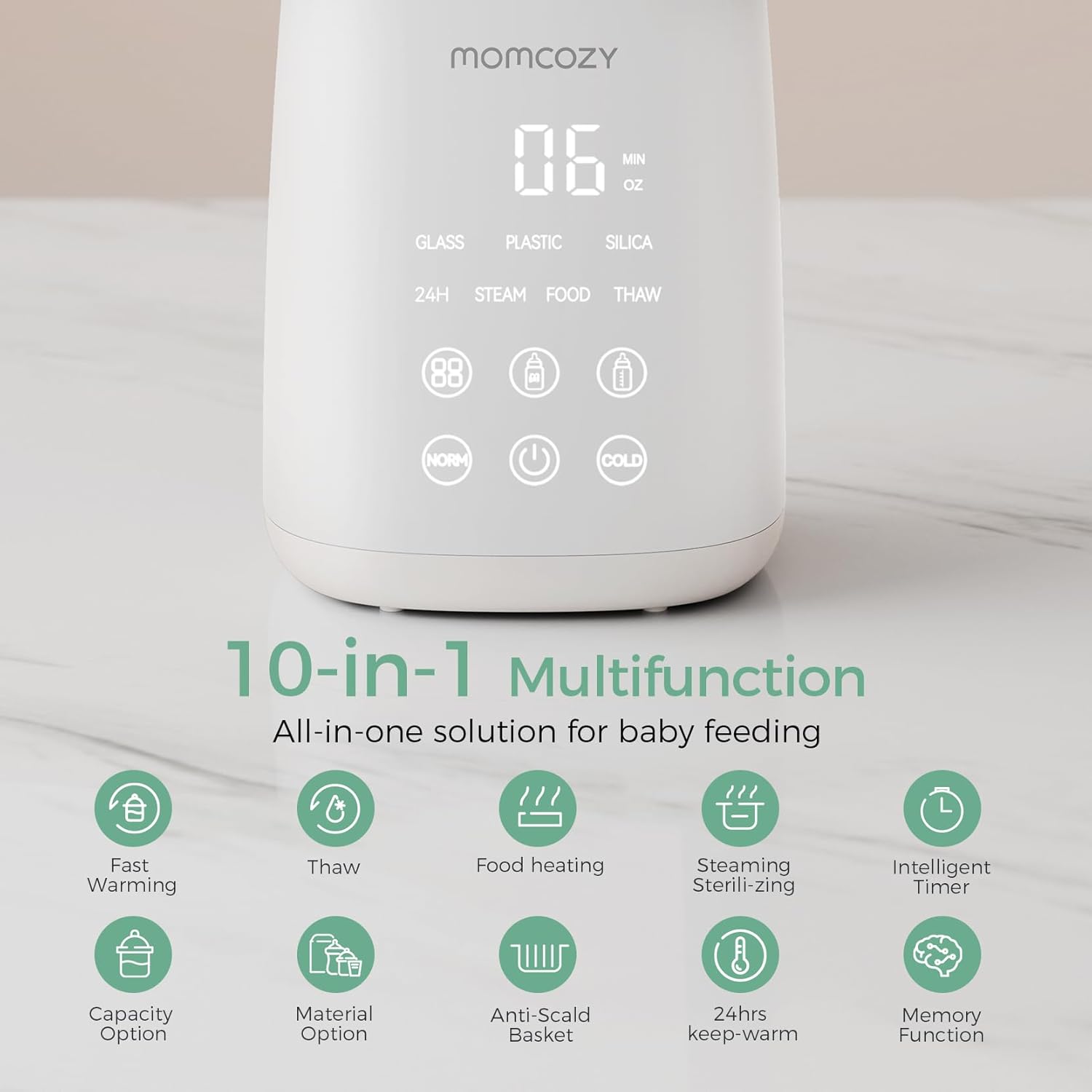 Momcozy Bottle Warmer, Fast Bottle Warmers for All Bottles with Timer, Accurate Temperature Control and Automatic Shut-Off, Multifunctional Bottle Warmer for Breastmilk