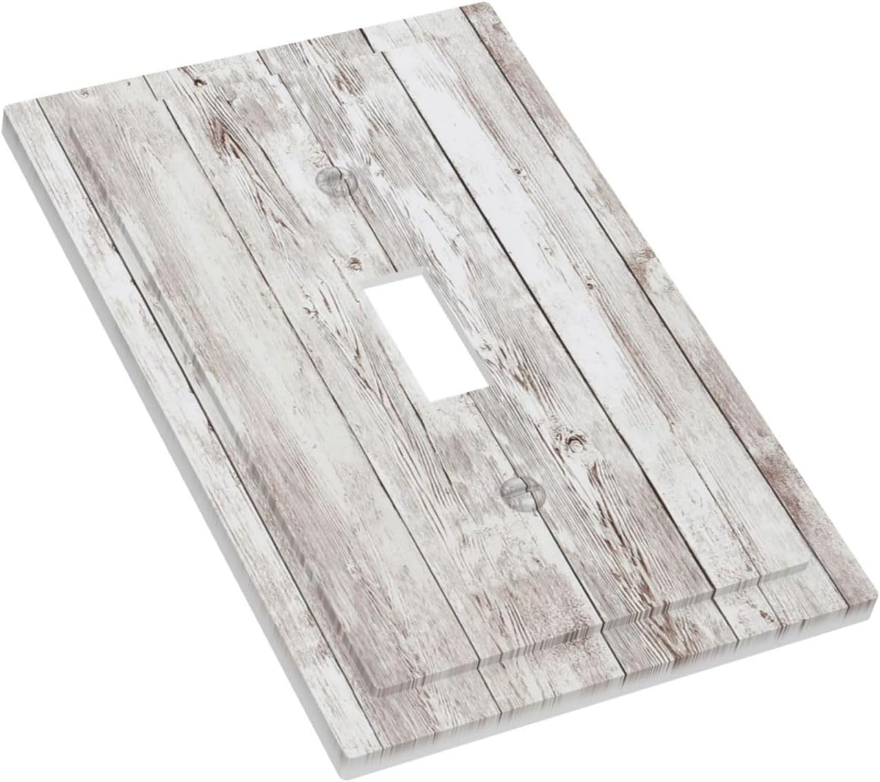 Decorative Light Switch Cover Rustic Vintage White Wood Grain 1 Gang Single Toggle Device Electrical Faceplate Switchplates Decorator Outlet Wall Plate for Farmhouse Home Decor