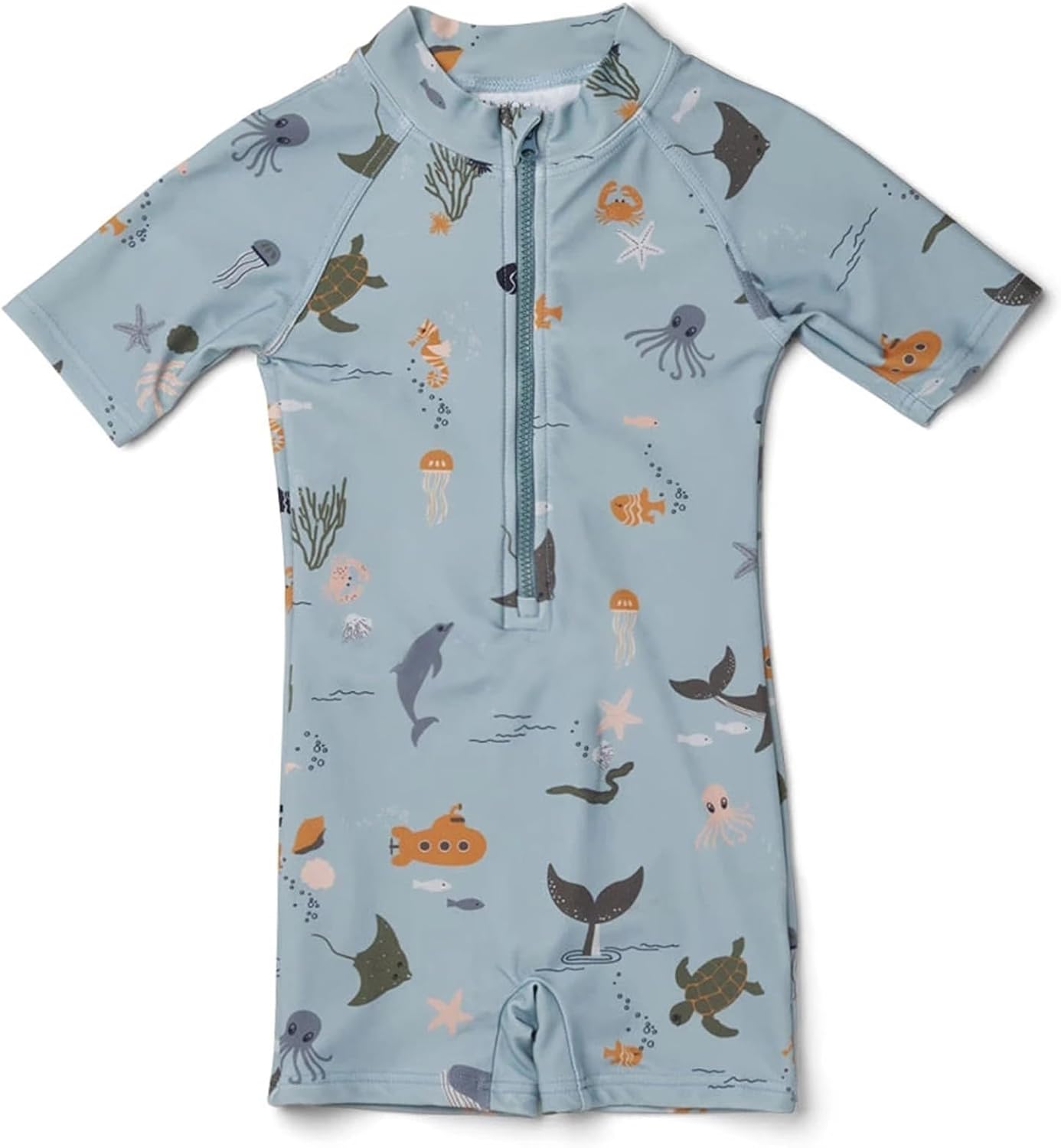 Boys One Piece Swimsuit Whale Dolphin Bathing Suit Zipper Rash Guard Kid Short Sleeve Swimwear Shark Beach Wear UPF50+