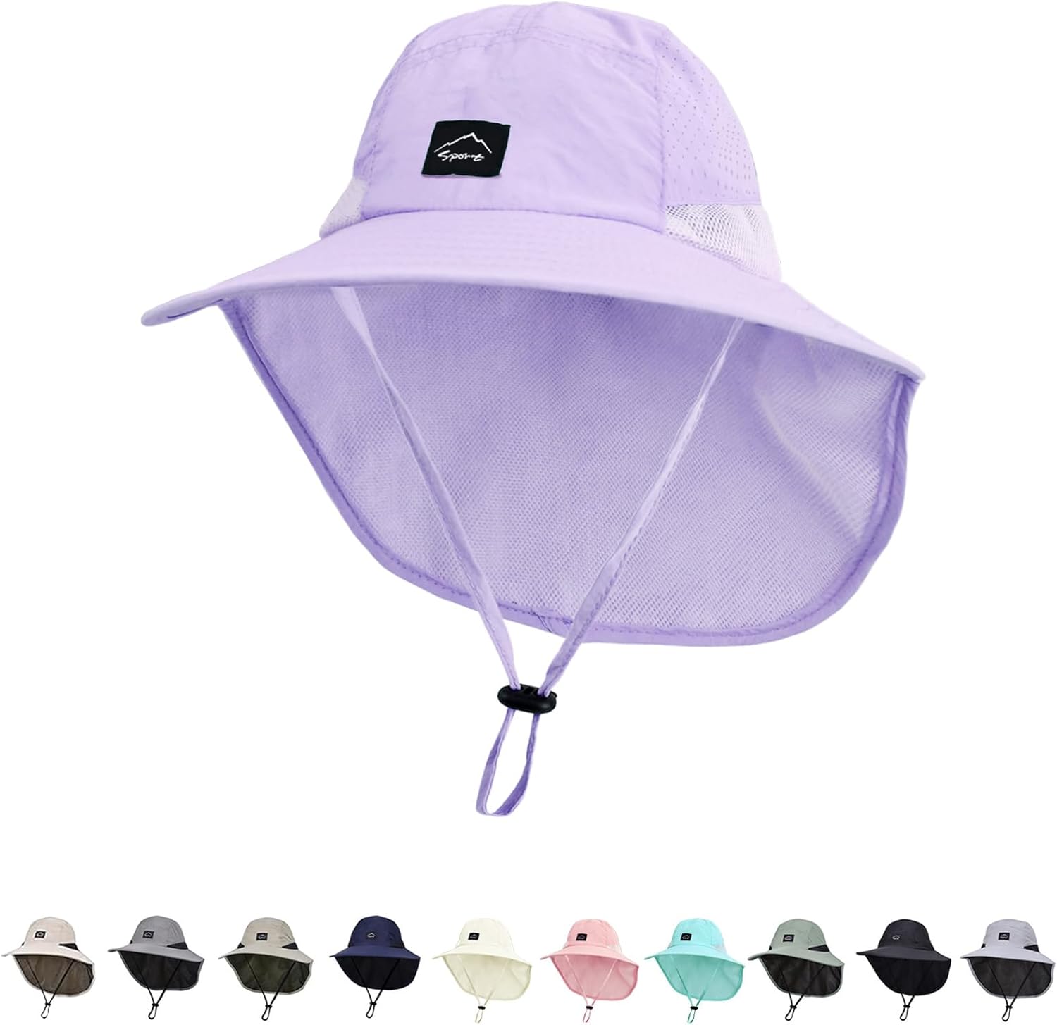 Outdoor Kids Sun Hat with Neck Flap UPF 50+ Quick Dry Beach Hats for Baby Boys Girls Age 2-12 Years Adjustable