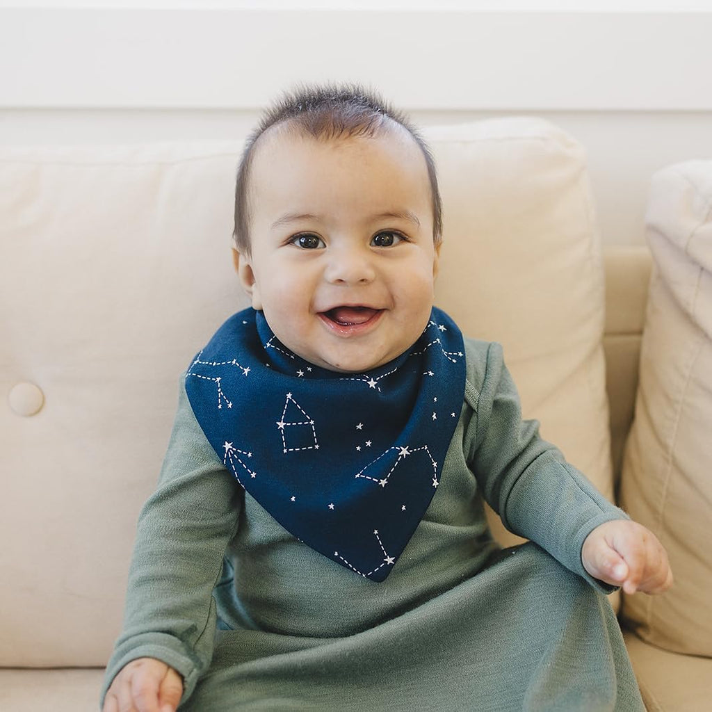 Woolino Merino Wool Baby Bibs - Highly Absorbent Bandana Bib with Cotton Outer Layer and Merino Wool Inner Layer - Pack of 2