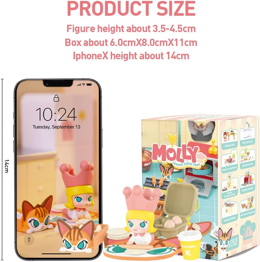 POP MART Molly Cooking Prop Blind Box Figures, Random Design Box Toys for Modern Home Decor, Collectible Toy Set for Desk Accessories, 1PC