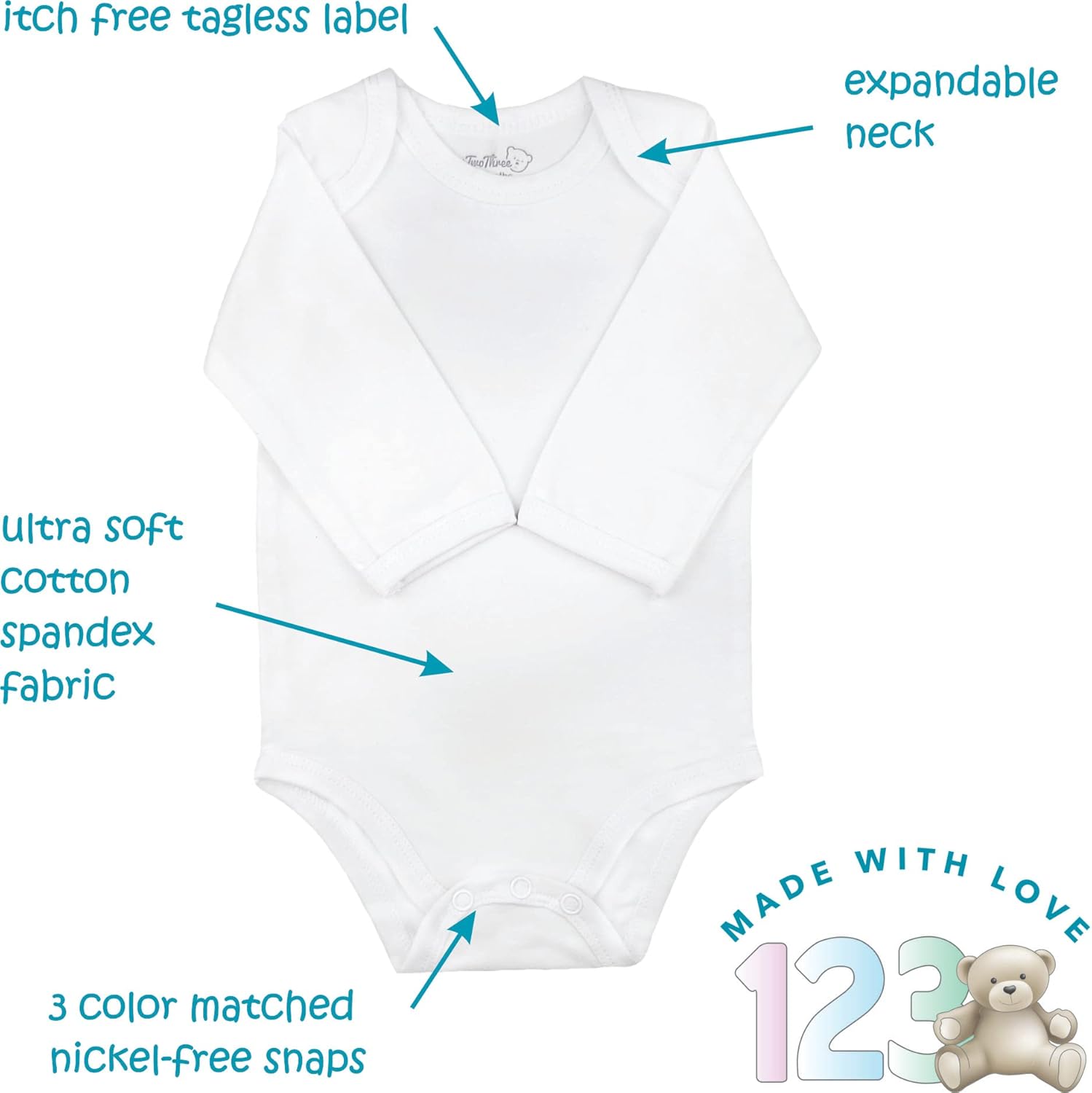 123 Bear Baby Cotton Spandex short-sleeve bodysuits unisex boy girl
