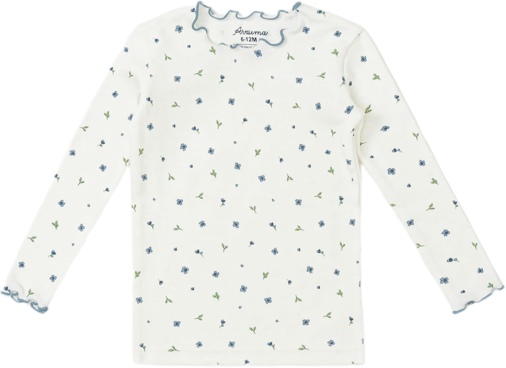 AVAUMA Baby Boy Girl Pajama Set 6M-7T Kids Cute Toddler Snug fit Flower Pattern Design Pjs Cotton Sleepwear Ruffled Shirring