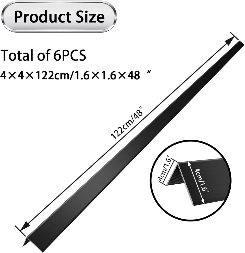Aluminum Alloy Metal Corner Protector 10PCS Wall Corner Protector 1.6x1.6x48 inches Corner Guards Decoration for Walls Black Color Pack of 10 Corner Guards 19Ga Thickness