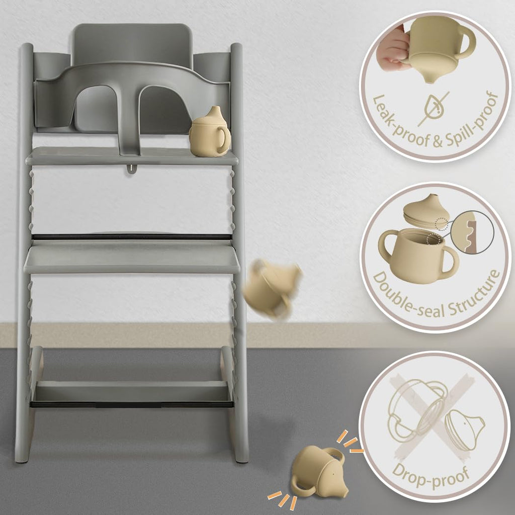 Moonkie Silicone Baby Sippy Cups | 3 Stages Training Cup Straw Cup for Infants Toddlers and Kid | 4 oz 1Pack