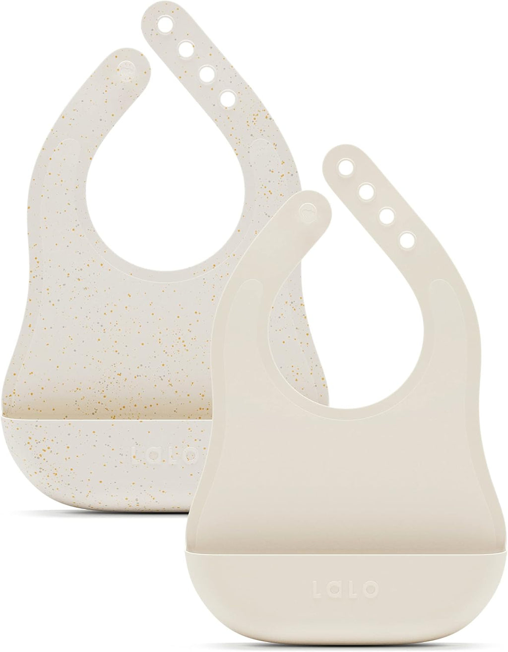 Lalo The Bib - Waterproof, Non-Toxic Silicone Baby Bib with Adjustable Neck Band & Silicone Food Pouch Catcher, Set of 2