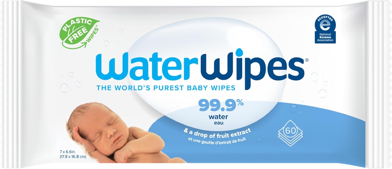 WaterWipes Sensitive+ Newborn & Baby Wipes, 3-In-1 Cleans, Cares, Protects, 99.9% Water, Unscented & Hypoallergenic, 60 Count