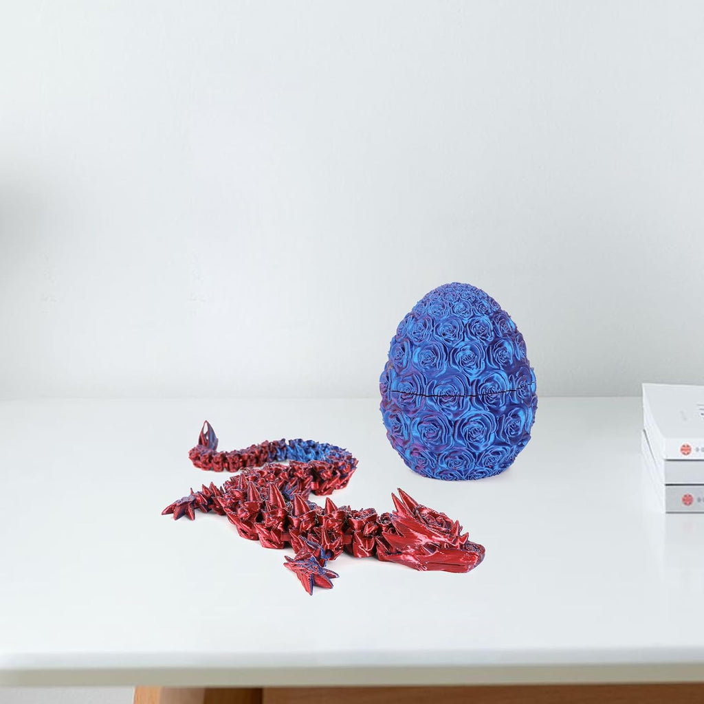 Easter Dragons 3D Printed Dragon Egg with Dragon Inside Crystal Dragon Fidget Toy for Adult Full Articulated Dragon for Home Office Decor