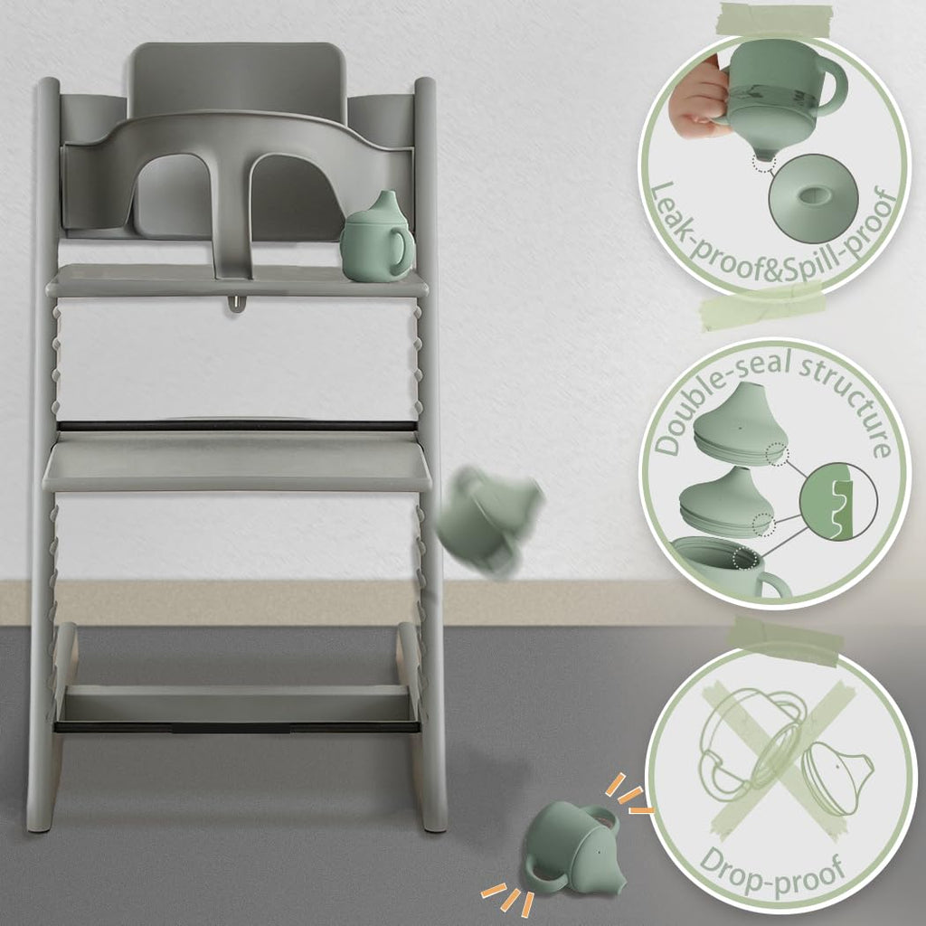 Moonkie Silicone Baby Sippy Cups | 3 Stages Training Cup Straw Cup for Infants Toddlers and Kid | 4 oz 2Pack