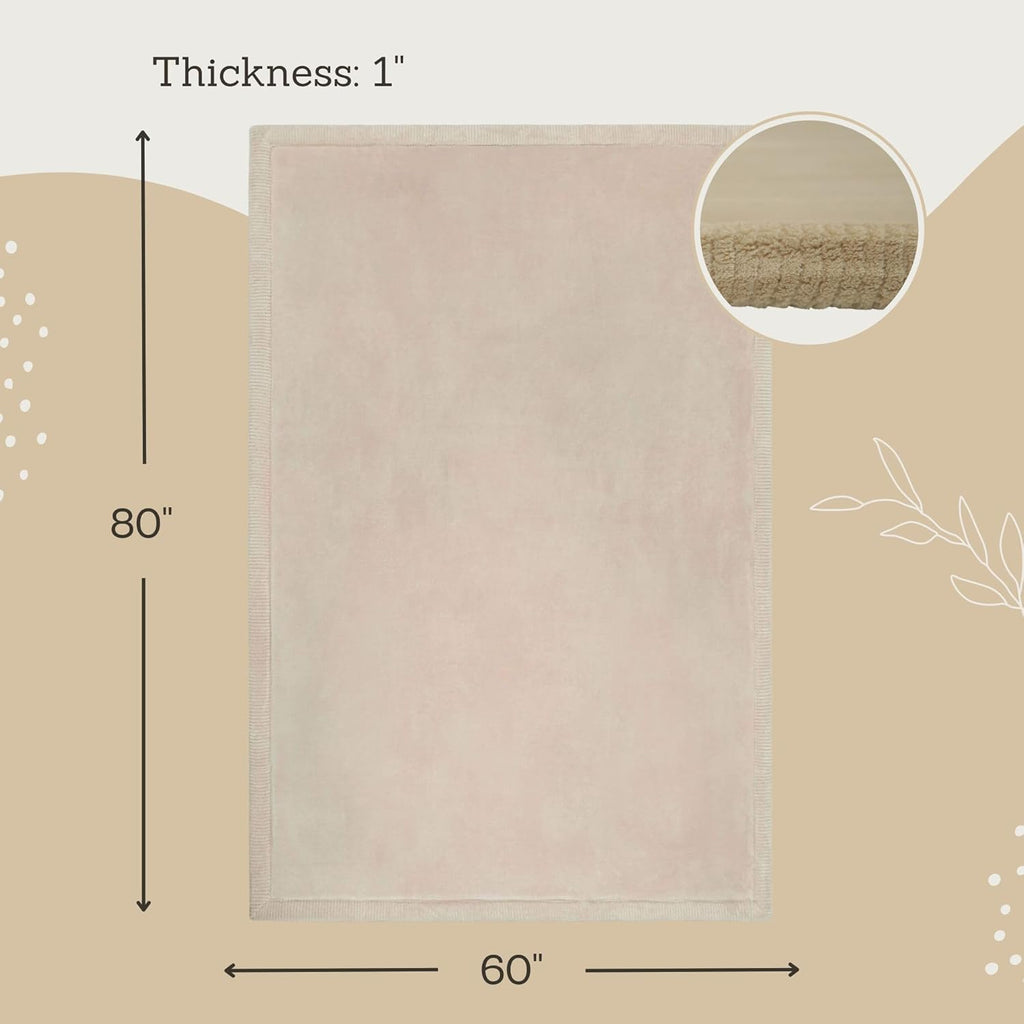 Premium Baby Play Mat 60”x 80” Beige – Cloud-Soft Coral Velvet Memory Foam Rug for Crawling & Play – Non-Slip, Water-Resistant, Care Tummy Time Mat – Non-Toxic Padded Playmat