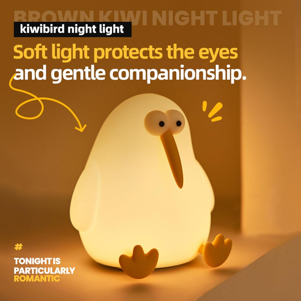 Cute Baby Night Light for Kids,Squishy Kiwibird Bedside Lamp for Night Stands,Rechargeable Dimmable Silicone Nursery Toddler Animal Nightlight,Fun Decor for Children Bedroom,Children's Day Gift