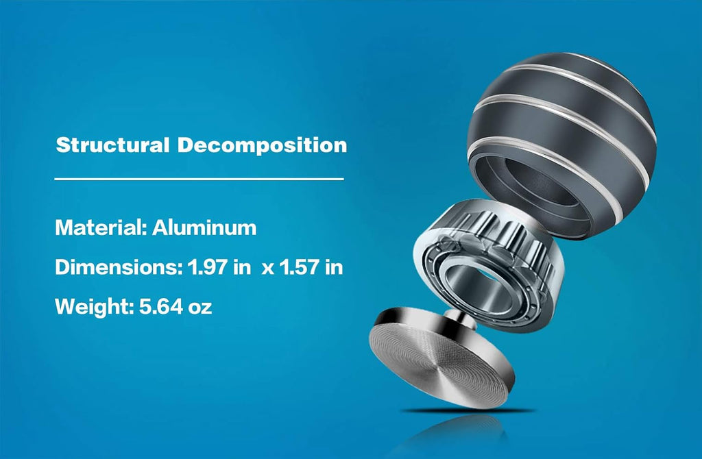 Kinetic Desk Toy with Full Body Visual Illusion Ball Decompression Ball Fidget Stress Anxiety Relieves Aluminium Decoration Ball for Adults (GRIS)