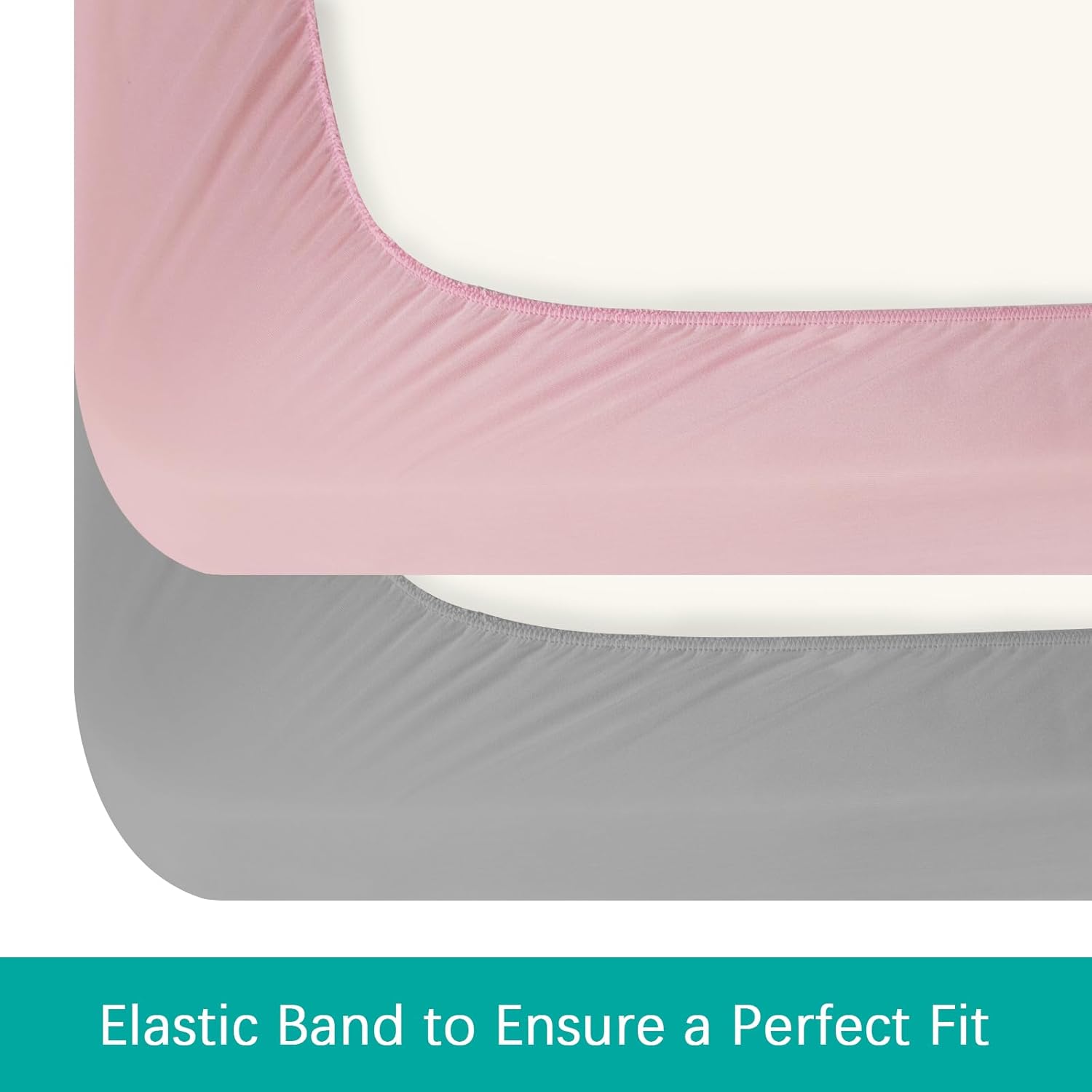 Crib Sheets Waterproof 2 Pack, Crib Mattress Protector, Toddler Fitted Crib Sheet Neutral, Ultra Soft & Breathable Toddler Bed Sheets for Boys and Girls, Grey & Pink