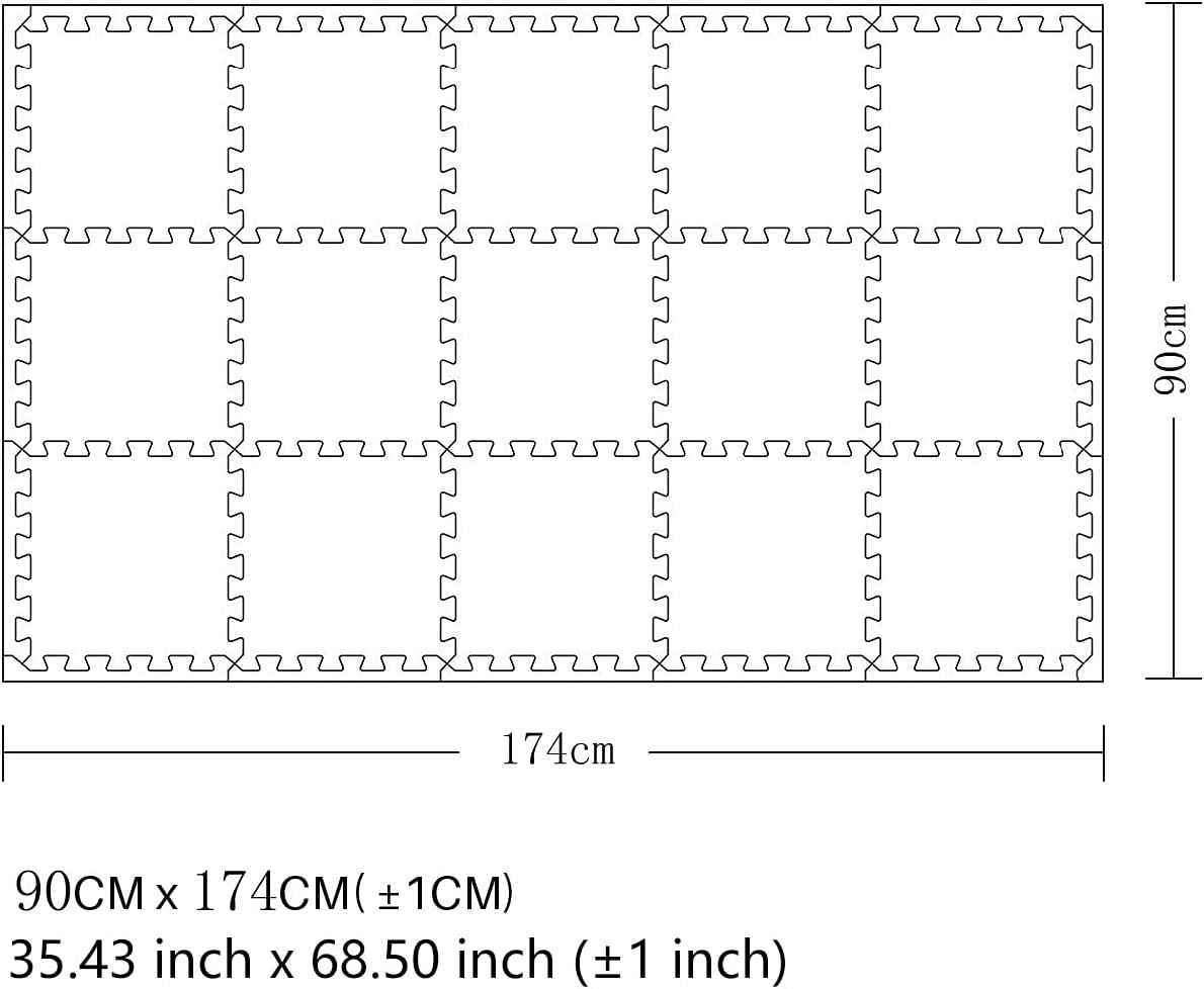 MQIAOHAM® 18 Pieces + 18 Edges Puzzle Play Mats, Soft Baby Play Mat, Kids Interlocking Foam Floor Tiles, Toddlers Carpet Playmats XZ301018-104112