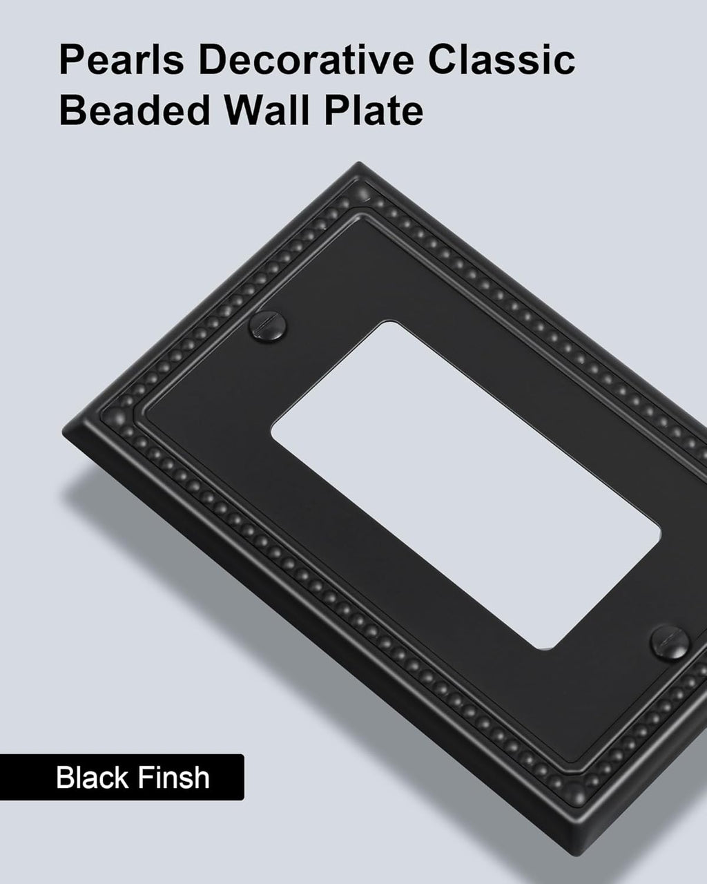 4-Pack Decorator Outlet Cover Plate, Pearls Decorative Switch Plates and Outlet Covers, Black Metal Wall Plates for Electrical Outlets, Receptacle, GFCI Outlet, Dimmer Switch