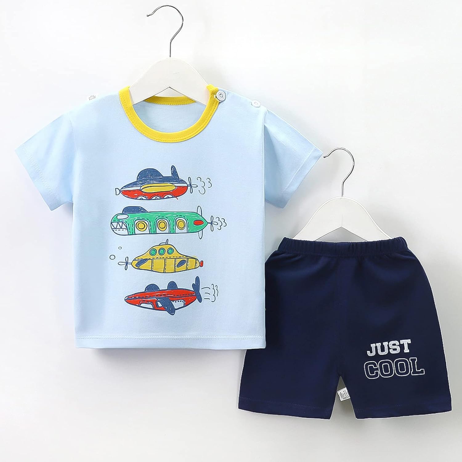 Baby Toddler Boys 4 Pieces T-shirts and Shorts Dinosaur Tops & Shorts Summer Outfits