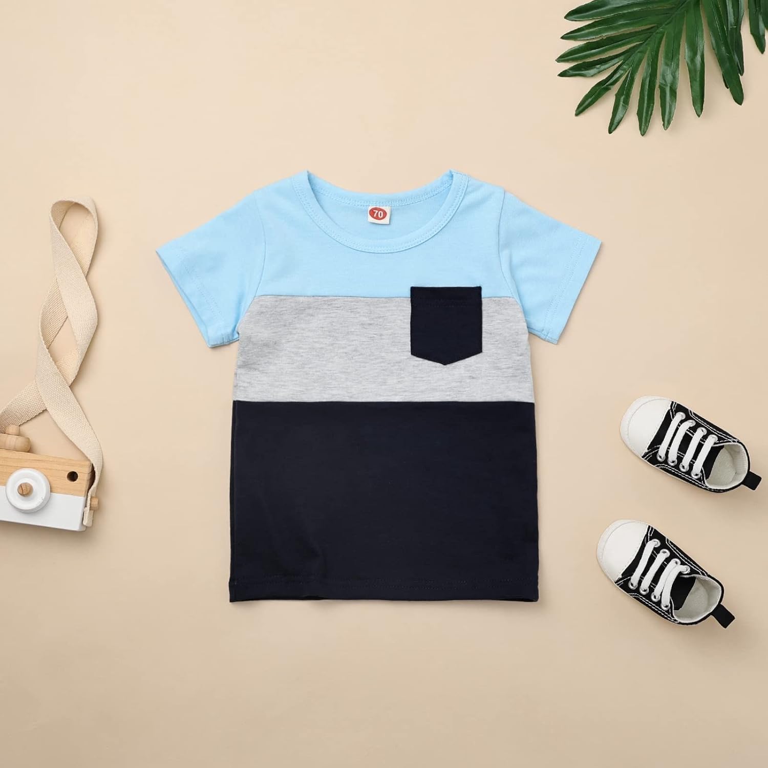 Baby Boy Clothes Toddler Boy Summer Outfits Short Sleeve Patchwork Top T-shirt & Pocket Pant Set 2 Piece 12 Months-4T