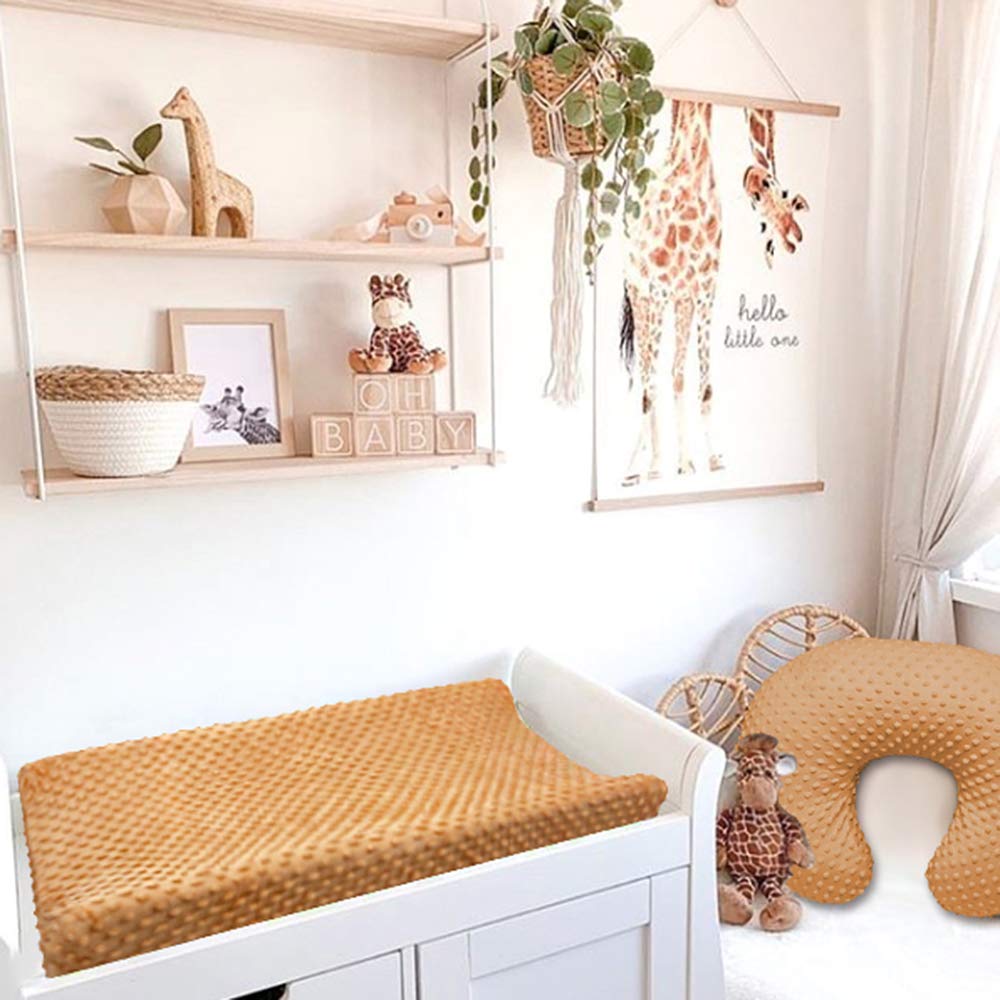 Owlowla Changing Pad Cover, Soft Minky Dots Changing Table Sheets for Baby Boy and Girl 2Pack(White/Classic Brown)