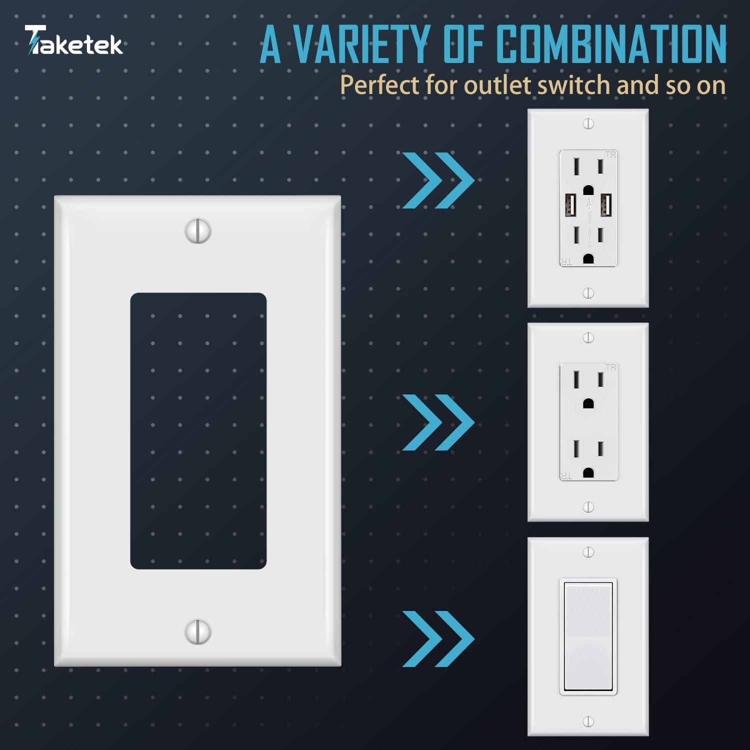 Decorator Wall Plates, Paddle Light Switch Covers, Wall Plates for Rocker Light Switches or Receptacle Outlets, Electrical Decora Faceplate Cover, Single Gang Wallplate, White, 20 Pack