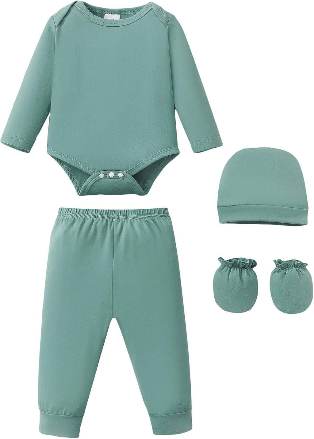 NZRVAWS Newborn Baby Boy Girl Clothes Unisex Infant Romper Pants Set Hat 4-Pack Outfits 0-12 Months 16 Pieces Toddler