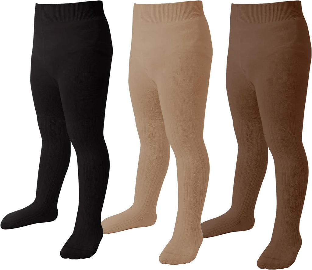 Marchare Baby Girls Tights Thick Solid Cable Knit Leggings Winter Warm Stockings For Toddler Girls 1/2/3/4/5 Pack