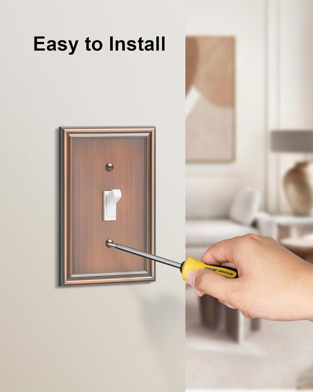 2-Pack Single Toggle Light Switch Cover Plate, Durable Solid Zinc Alloy Decorative Switch Plate Covers, Antique Copper 1 Gang Wall Plate, Corrosion Resistant