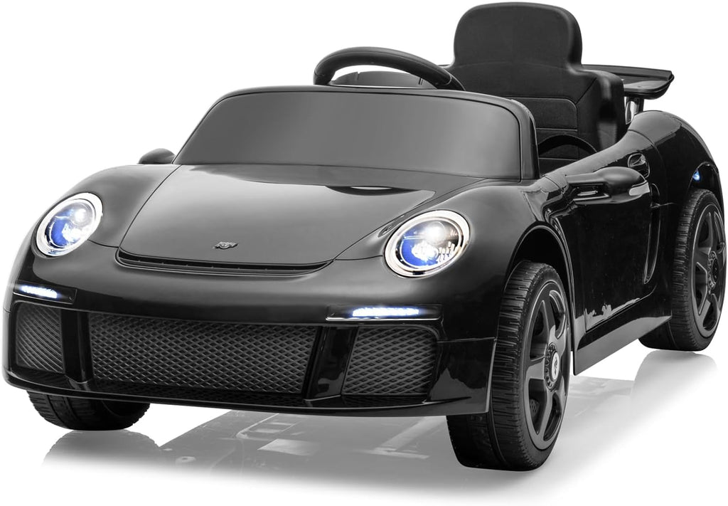 Licensed RUF CTR3 12V Kids Electric Car with Parent Remote Control, 2 Motors, 3 Speeds, LED Lights, MP3 Player | Battery Powered Ride-On Toy for Kids to Drive - Black
