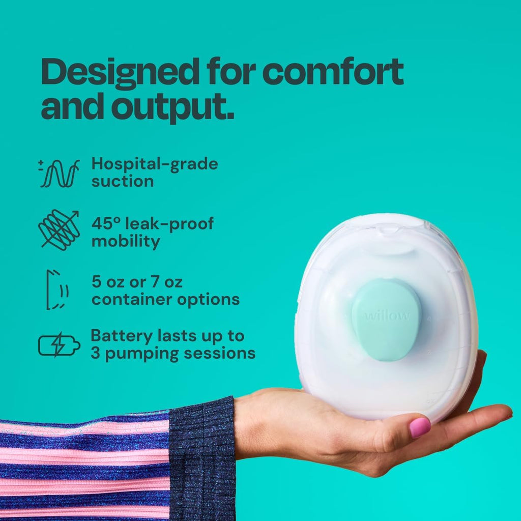 Willow Go - Hands Free Breast Pump - Wearable Breastfeeding Pump - Portable, Electric, Cordless, & 9 Levels of Hospital Grade Suction Strength - Postpartum Essentials - Single Breast Pump