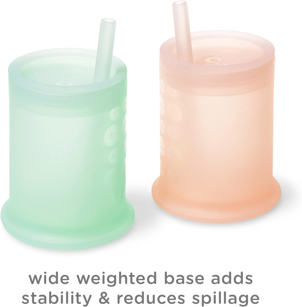 Olababy Silicone Training Cup with Straw Lid | Babies Water Drinking Cup | 6+ Mo Infant To 12-18 Months Toddler | Sippy Cup For Kids & Smoothie Cup | Baby Led Weaning (Mint, 5 oz)