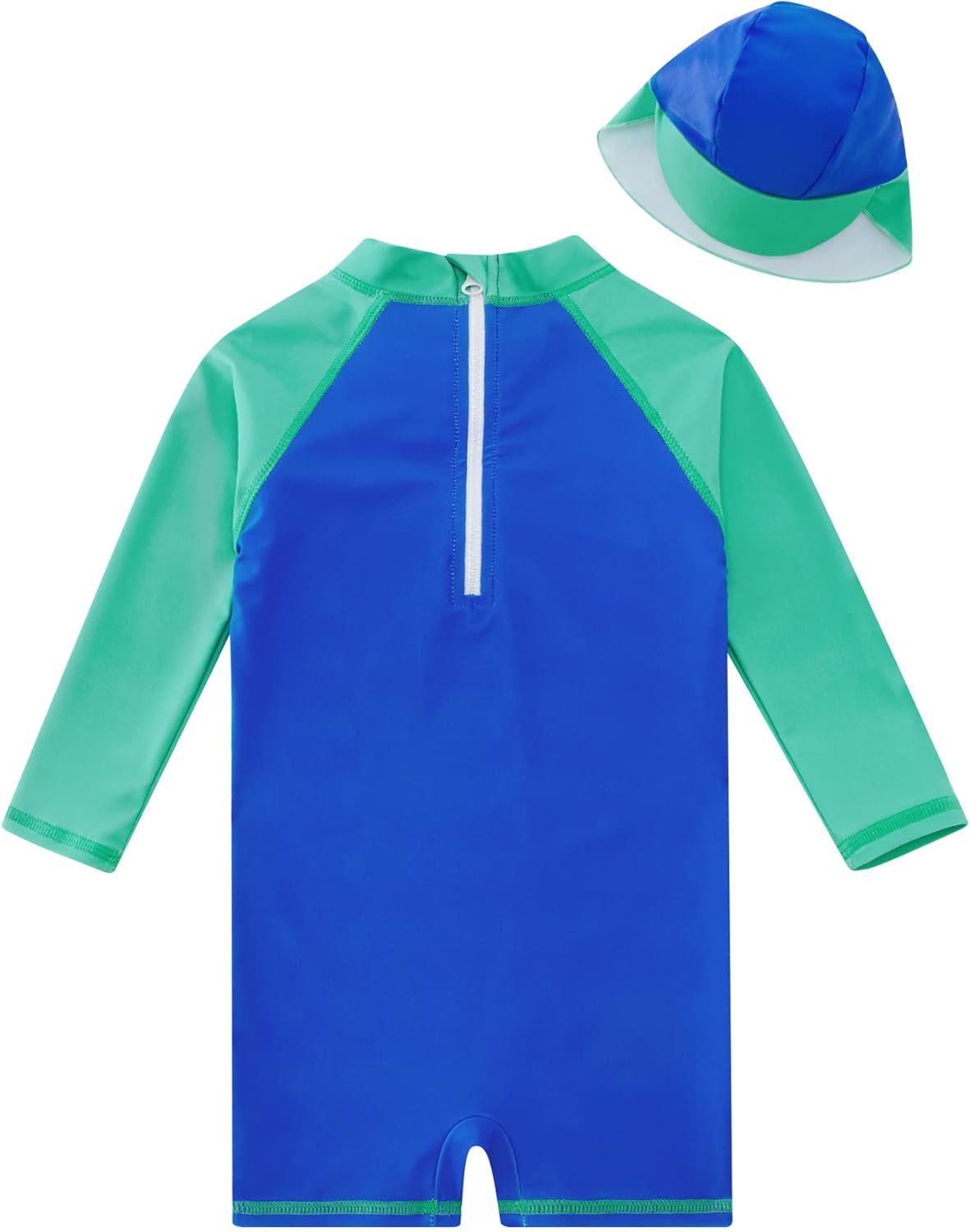 uideazone Baby Boys One Piece Swimsuit Long Sleeve UPF 50+ Rash Guard Bathing Suit Swimwear with Sun Hat 0-24 Months