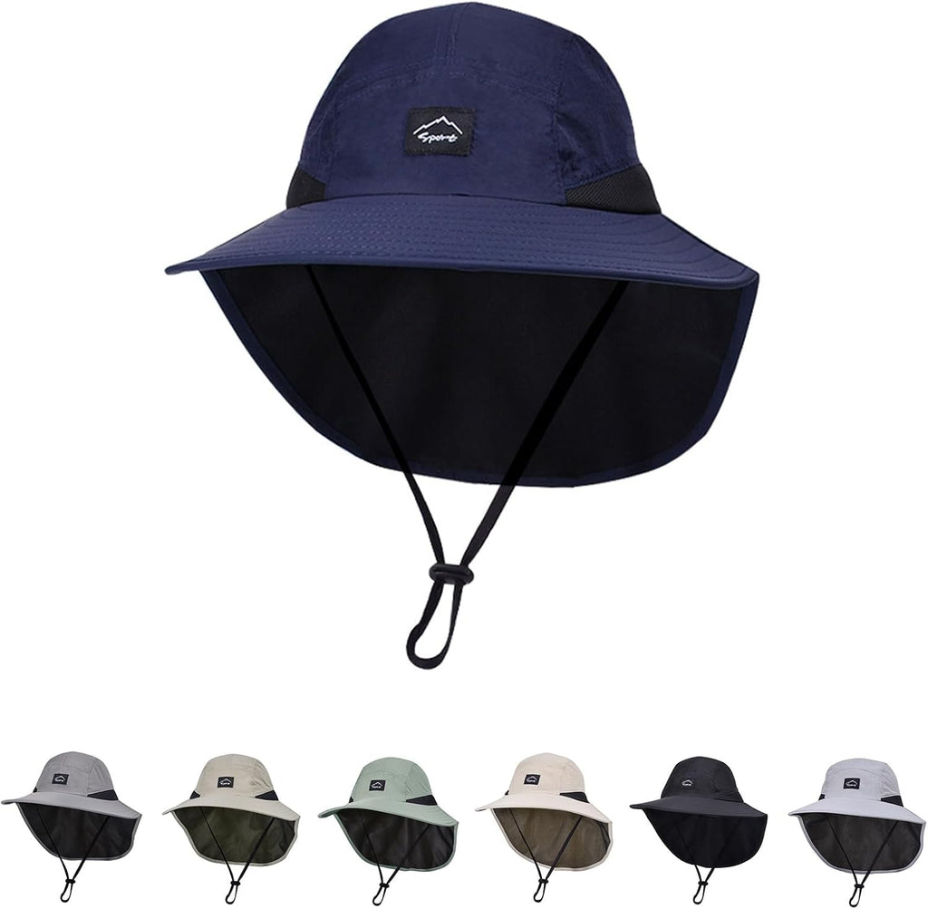 Outdoor Kids Sun Hat with Neck Flap UPF 50+ Quick Dry Beach Hats for Baby Boys Girls Age 2-12 Years Adjustable