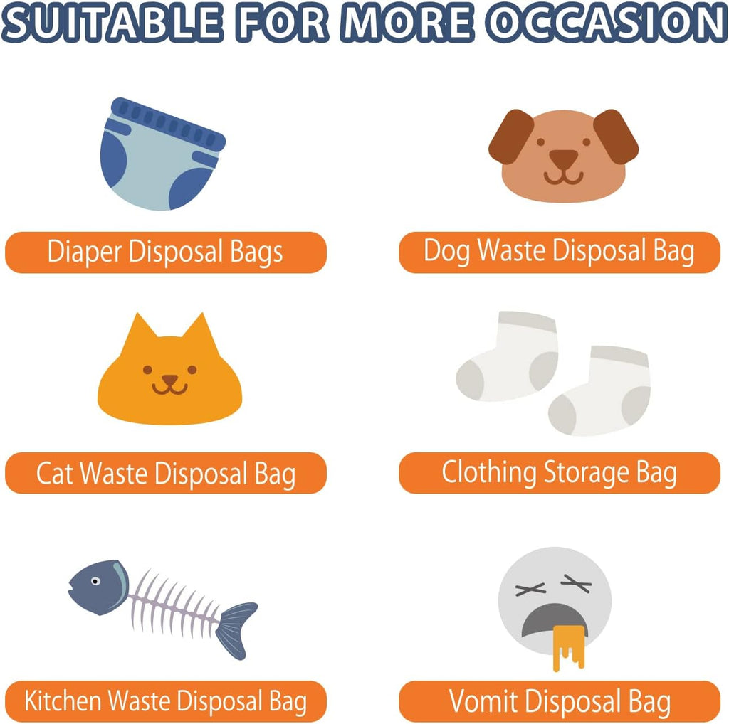 Odor Sealing Disposable Diaper Bags XS/300 Count Diaper Sacks Scented Diaper Trash Bags Large Capacity Diaper Disposal or Pet Waste Bags