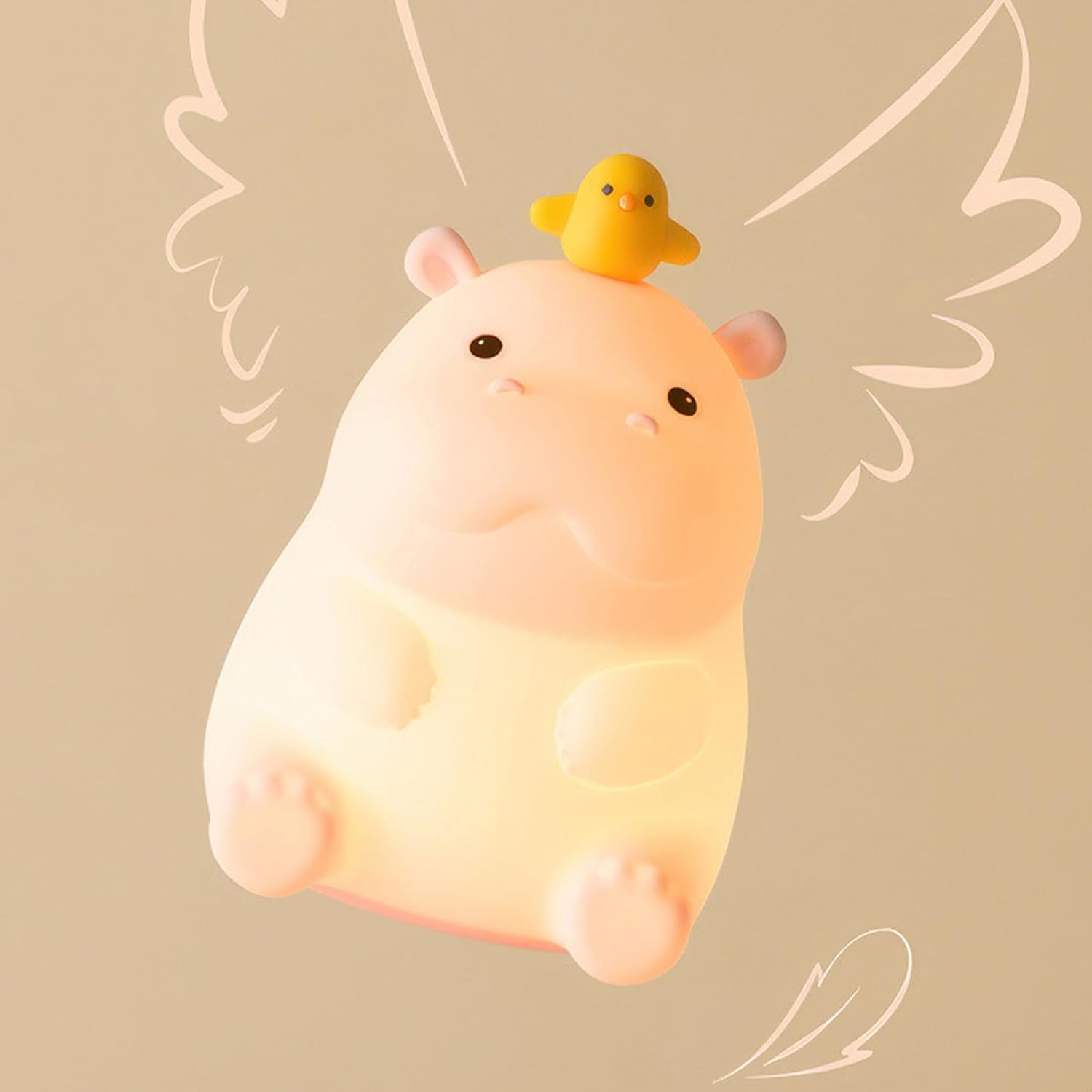 Hippo Night Light, Cute Silicone Squishy LED Lamp, Dimmable Nursery Nightlight, Rechargeable Bedside Table Lamp with Touch Sensor, Gifts for Bedrooms,Living Room,Breastfeeding