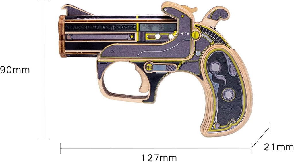 MU Wooden Puzzle for Adult Toy Gun Derringer-Obsidian Knight Defender Puzzles Building, AK47 Revolver Rubber Band Pistol Toys Desert Eagle 3D Metal Model Kits, DIY Kits Xmas Birthday Gifts Desk Decor