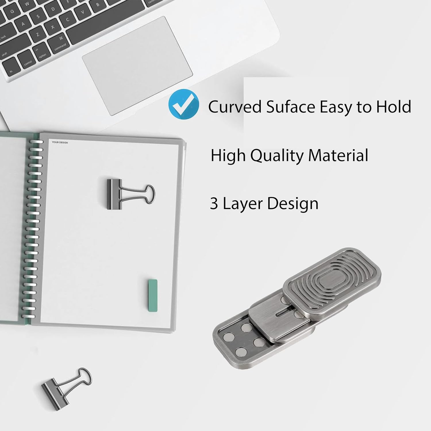 Fidget Slider 3 Layer EDC Gadgets Toy, Metal Magnetic Haptic Fidget Toys for Adults Anxiety/ADHD/Stress Relief, Gift for Boyfriend, Husband and Father (Silver)