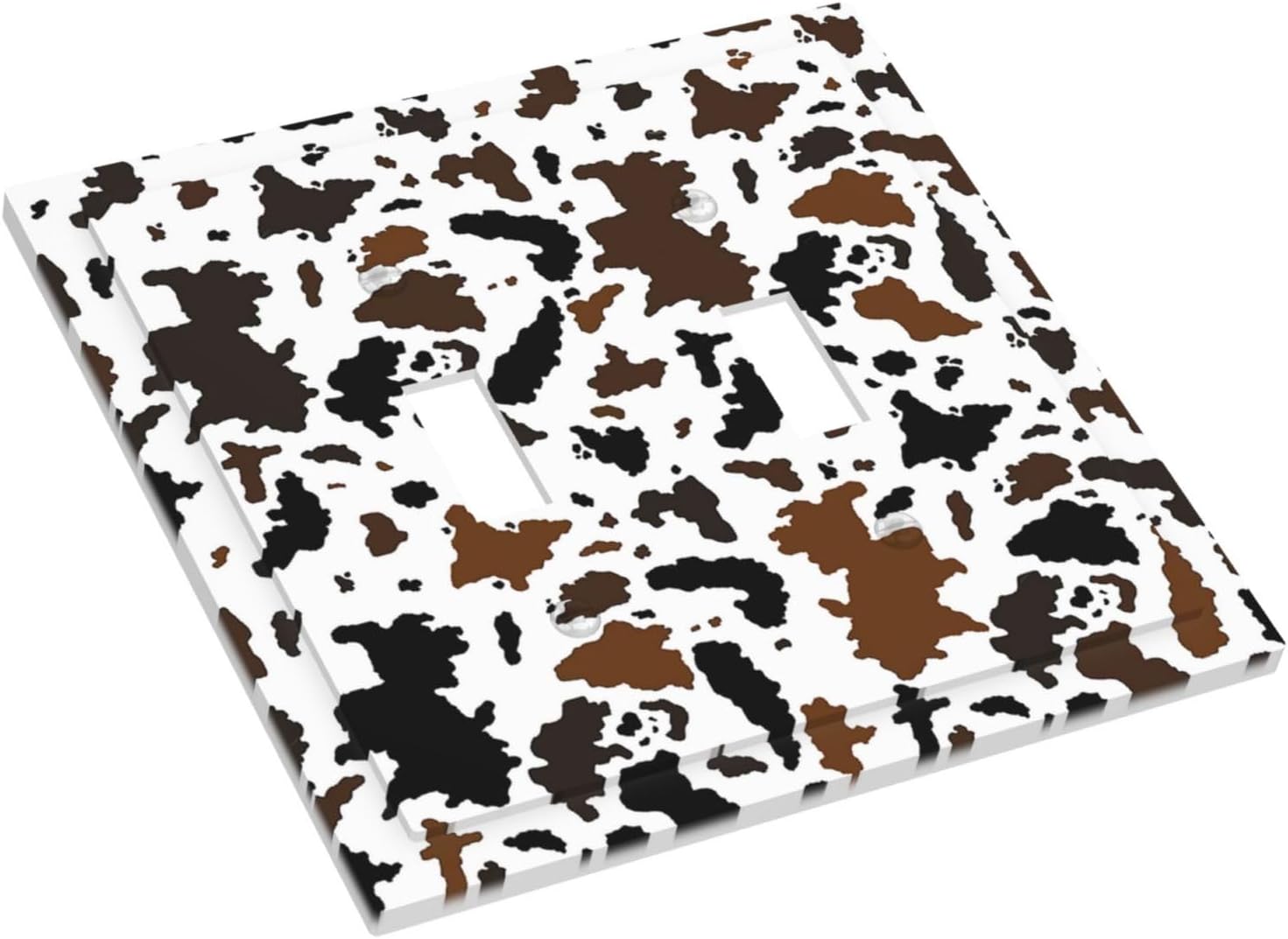 Decorative Switch Plates Rustic Cowhide Highland Cow Milk Cow 2 Gang Double Toggle Outlet Light Switch Cover Wall Plate Electrical Faceplate For Farmhouse Home Decor