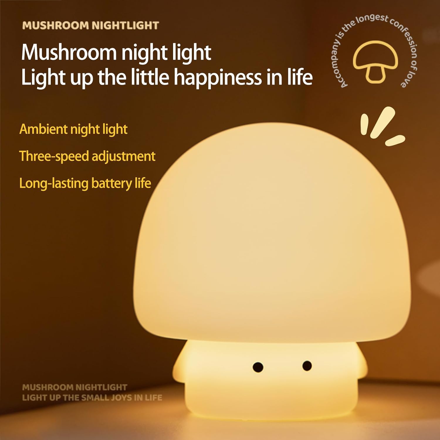 Cute Baby Night Light for Kids,Rechargeable Dimmable Silicone Nursery Toddler Mushroom Nightlight,Squishy Bedside Lamp for Night Stands,Fun Decor for Children,Mother's Day Gift(White)