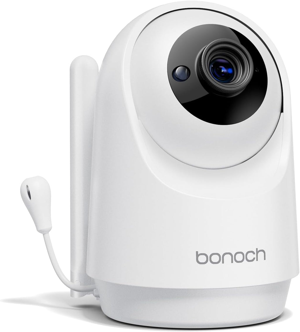 bonoch Add-on Baby Camera Unit for BBM14/BBM16, 1440p HD Video Baby Monitor Camera No WiFi, Security Split-Screen, Auto Night Vision, 4X Zoom, 2-Way Audio, Temperature Sensor, 3 White Noise 3Lullabies