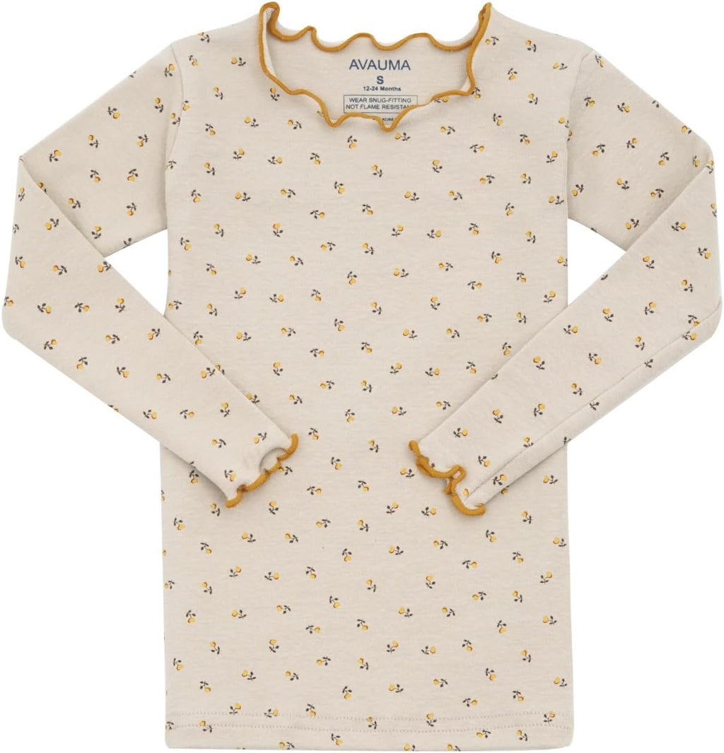 AVAUMA Baby Boy Girl Pajama Set 6M-7T Kids Cute Toddler Snug fit Flower Pattern Design Pjs Cotton Sleepwear Ruffled Shirring