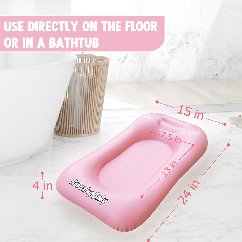 I Inflatable Baby Bathtub, Baby Tubs for Newborns to Toddlers, Infant Bathtub for Baby Travel Essential for Age from 0 to 6 Months,Baby Lounger Pillow for Newborn