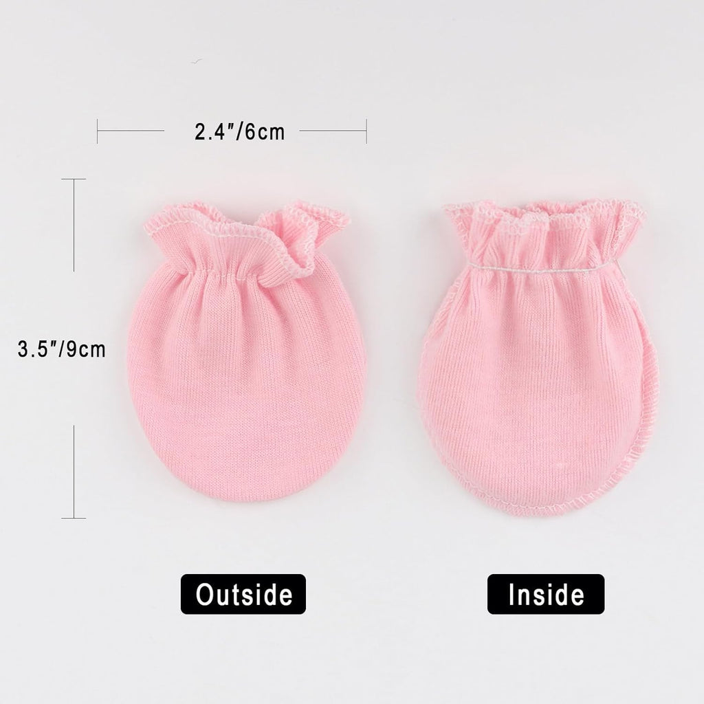 BQUBO Newborn Infant Toddler Mittens No Scratch Cotton Elastic Wrist Gloves Hypoallergenic for 0-6 Months Baby Boys Girls
