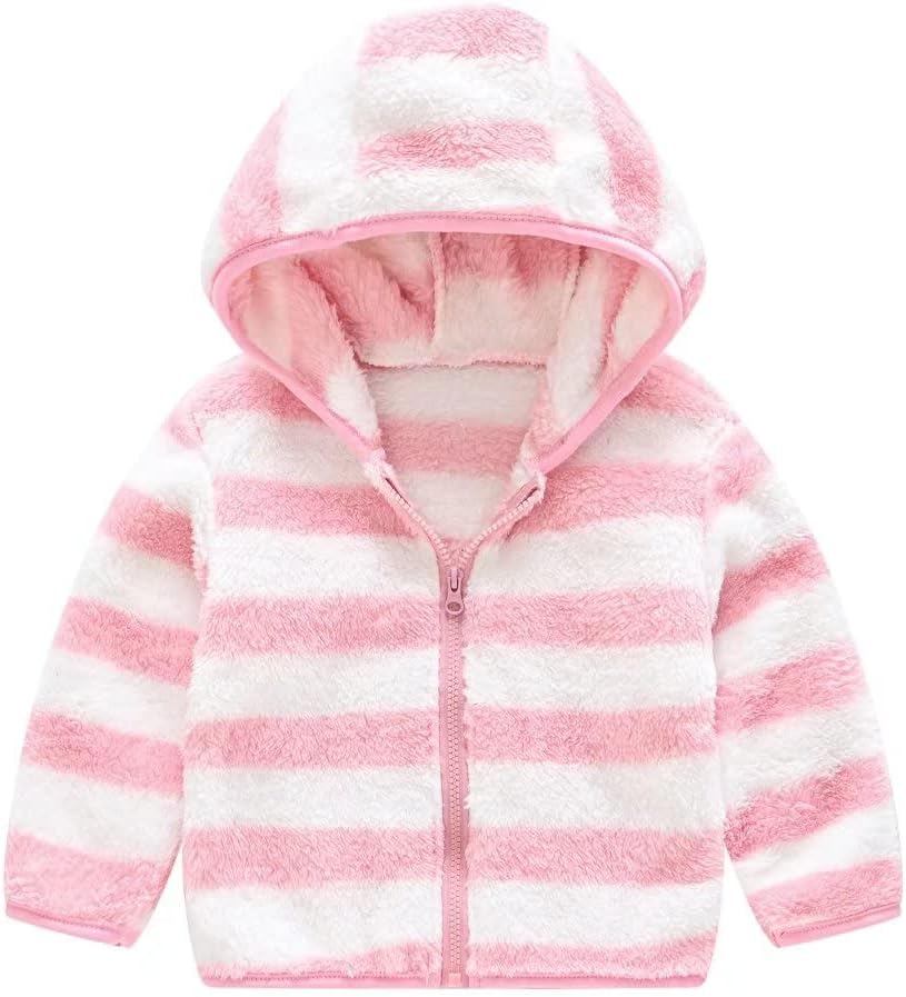 AIWUHE Toddler Boys Girls Hooded Jacket Fleece Hoodie Winter Warm Solid Color Teddy Coat Zip-up Bear Ear Sweater Fall Clothes