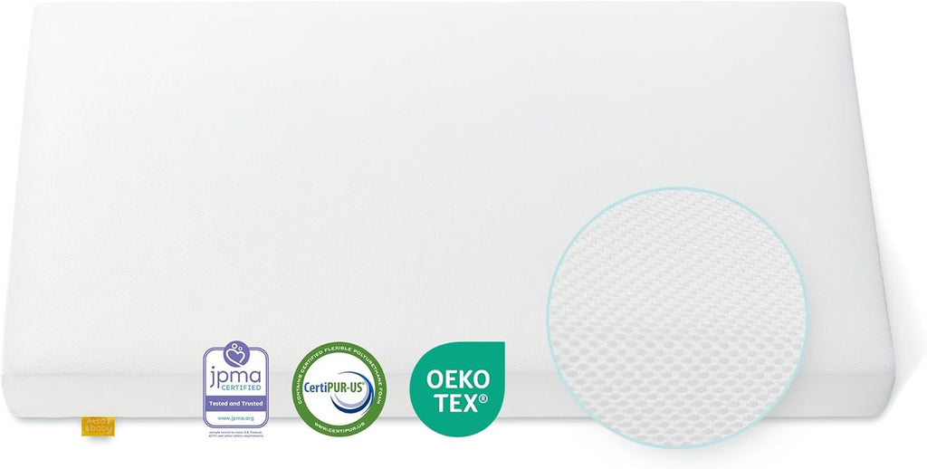 Crib Mattress, JPMA Certified Baby Mattress, Breathable Surface, CertiPUR-US and Oeko-TEX Approved, Standard Full Size for Crib & Toddler Bed, Waterproof Machine Washable Cover, 52” x 27.6”