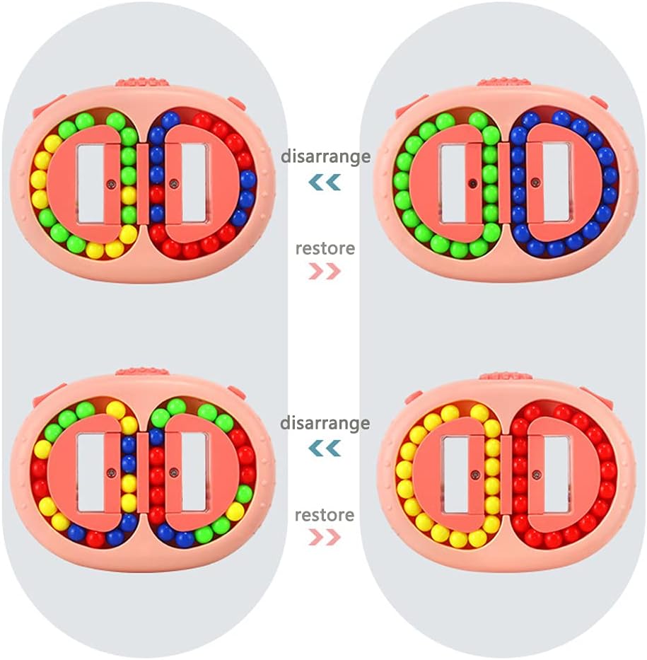 Rotating Magic Bean Cube Spinner Fidget Toys,Stress Relief Gifts Fidget Puzzles for Adults Kids,Anxiety Relief Autism Learning & Education Toys,Double Flip Handheld Puzzle Cube Toys(Blue)