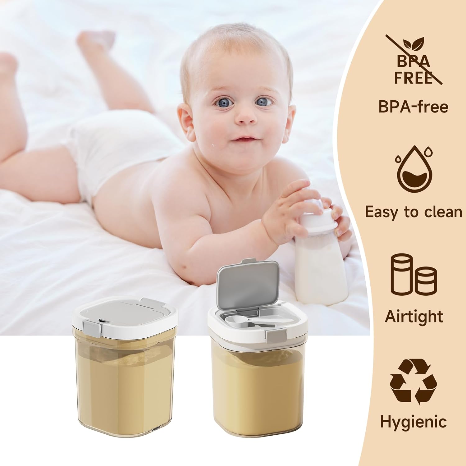 Formula Container to go-1300ml Travel Dispenser BPA Free Airtight Container with Spoon and Layered Storage