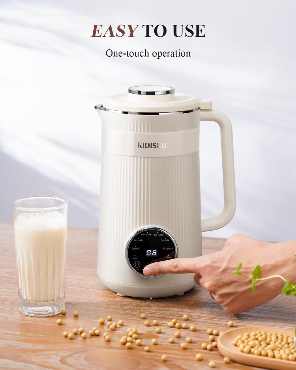 8 in 1 Nut Milk Maker Blender, 32oz Homemade Soy, Almond, Oat, Coconut, Plant Based and Non Dairy Beverages, Automatic Soybean Machine With Delay Start/Keep Warm/Boil Water, Cream