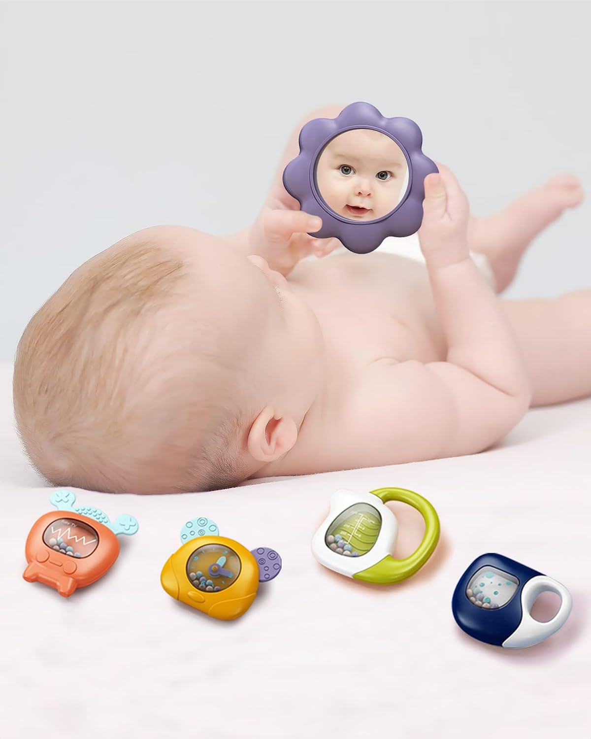 dearlomum Baby Play Mat Baby Gym,Funny Play Piano Tummy Time Baby Activity Mat with 5 Infant Sensory Baby Toys, Music and Lights Boy & Girl Gifts for Newborn Baby 0 to 3 6 9 12 Months（New Blue）