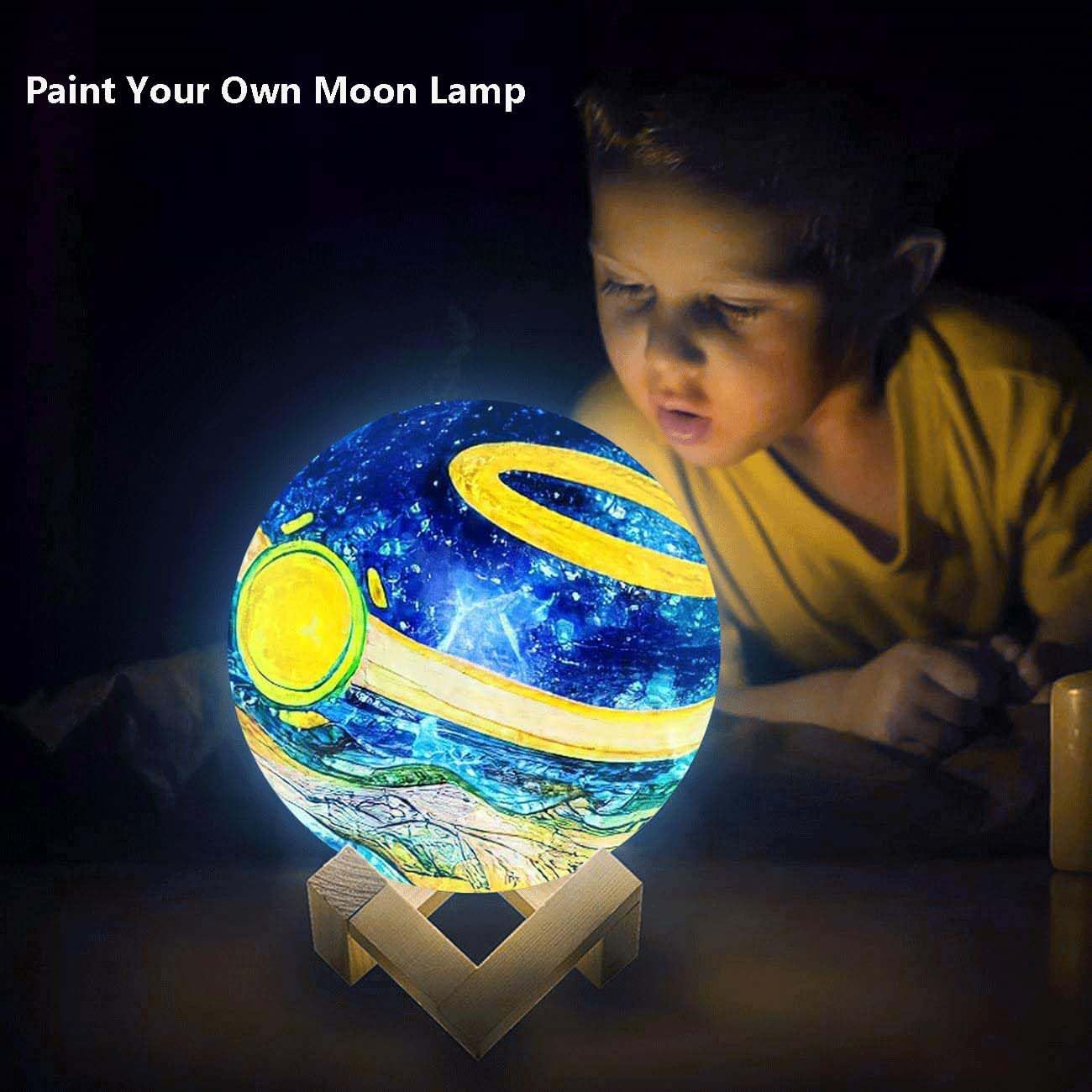 HOLA Paint Your Own Moon Lamp Kit, 2025 Update USB Rechargeable Remote Control, DIY Arts Supplies and Crafts Kit, Ages 6 7 8 9 10 11 12 13 Year Old Girls Boys Kids Birthday Gifts